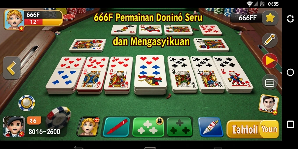 Screenshot gameplay 666F menunjukkan suasana permainan Domino yang seru.