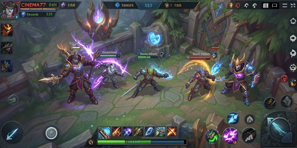 Tangkapan layar CINEMA77 menampilkan pertarungan seru dalam game MOBA.