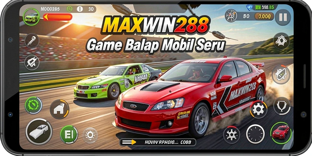 Tampilan gameplay seru dalam balapan mobil nyata.
