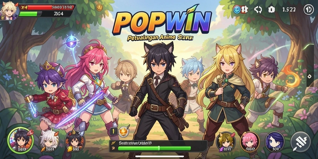 Tampilan menakjubkan dari gameplay <strong>POPWIN</strong> yang menampilkan karakter Anime.