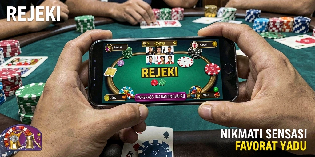 Tampilan gameplay menarik dari aplikasi Poker REJEKI yang seru.
