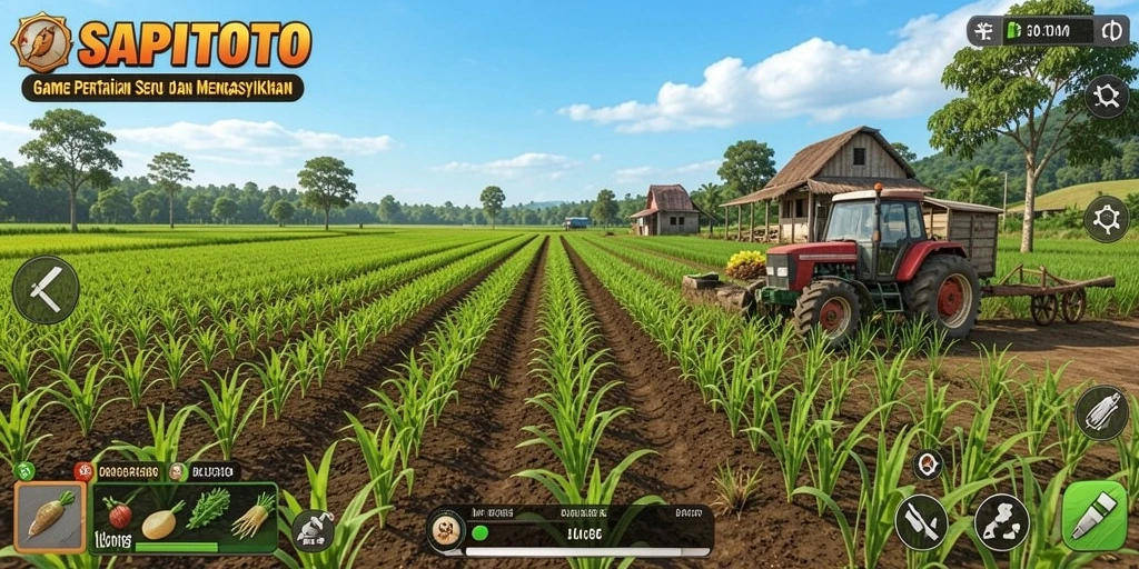 Gameplay seru di SAPITOTO saat berkebun dan merawat hewan.