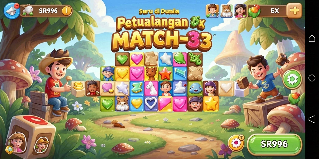 Screenshot menunjukkan gameplay menarik dalam SR996 Match-3.